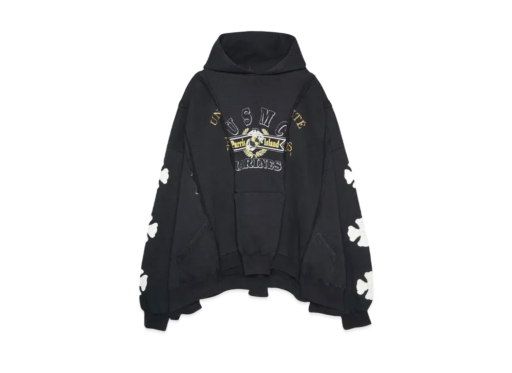 DISCOVERED LOOPING WIDE COLLEGE HOODIE with IRON CROSS CROCHET_ver.03 "WHITE"