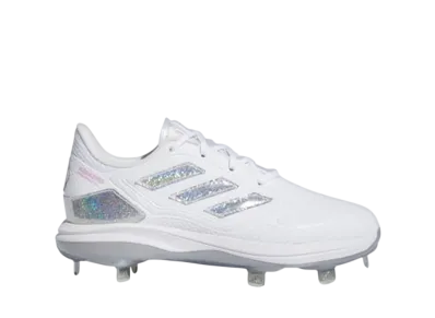 adidas Women's Adizero PureHustle 3 Sis Bates Cleats "Cloud White/Silver Metallic/Team Solar Yellow 2"