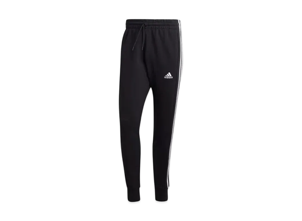 adidas Essentials French Terry Tapered Cuff Three Stripes Pants "Black/White"