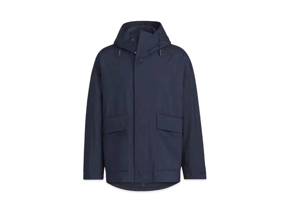 adidas Must Have Small Logo Loose Fit Fleece Lined Woven Hooded Jacket "Legend Ink"