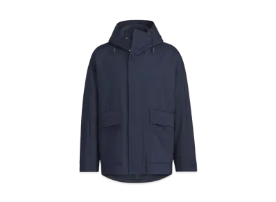 adidas Must Have Small Logo Loose Fit Fleece Lined Woven Hooded Jacket "Legend Ink"