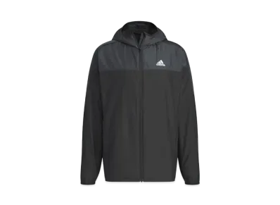 adidas Must Have Small Logo Regular Fit WIND. RDY Hooded Windbreaker Jacket "Black / Carbon"