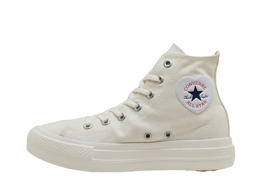 コンバース ウィメンズ オールスター ライト PLTS ハートパッチ ハイ "ホワイト"