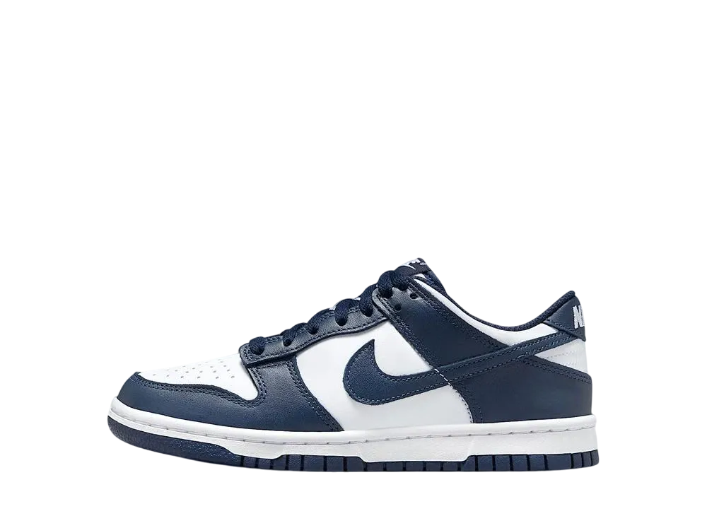 Nike GS Dunk Low "White/White/Midnight Navy"
