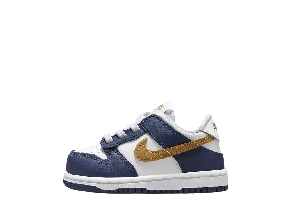 ナイキ TD ダンク ロー "ホワイト/ミッドナイトネイビー/ウィート" (キッズ)