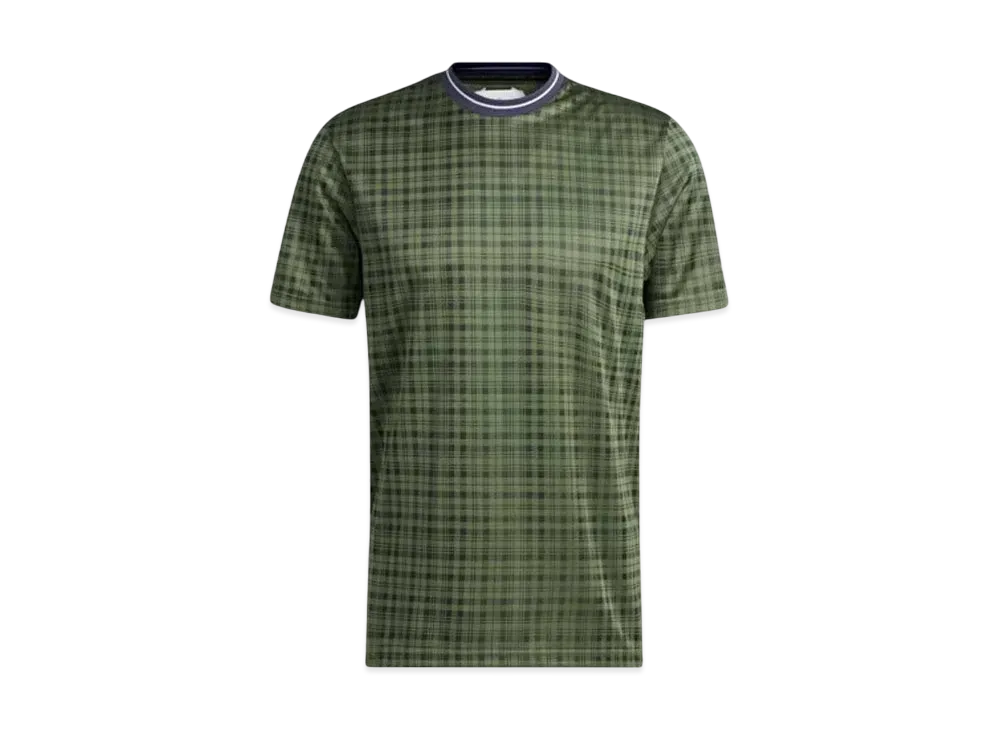 adidas Adicross Tartan Check Short Sleeve Crewneck Shirt "Natural Green S10/Trace Blue"