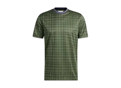 adidas Adicross Tartan Check Short Sleeve Crewneck Shirt "Natural Green S10/Trace Blue"