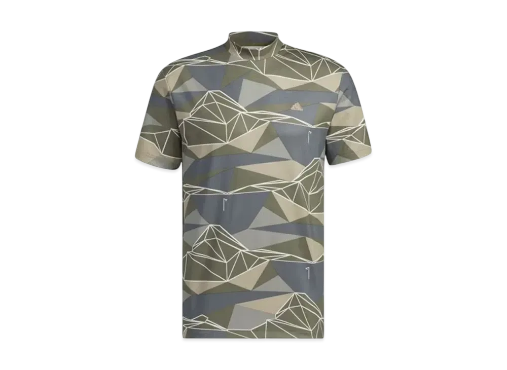 adidas Aeroready Allover Print Short Sleeve Mockneck Shirt "Olive Strata"