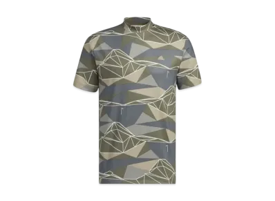 adidas Aeroready Allover Print Short Sleeve Mockneck Shirt "Olive Strata"