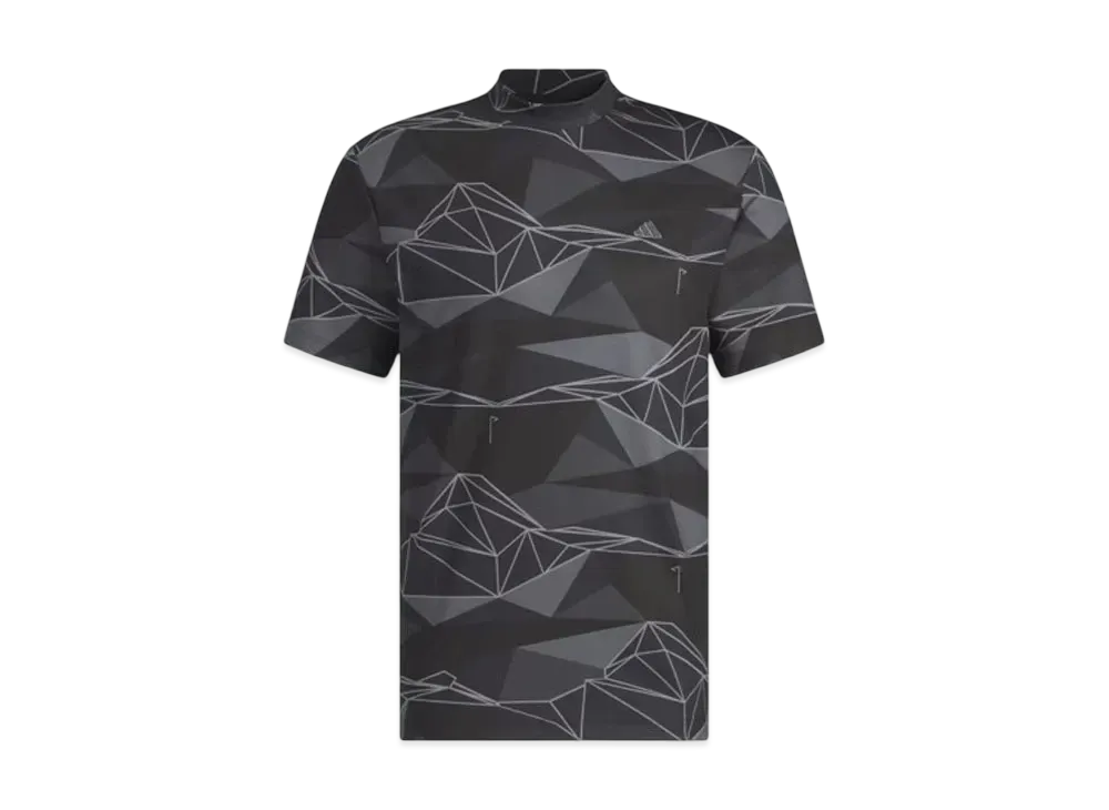 adidas Aeroready Allover Print Short Sleeve Mockneck Shirt "Black"