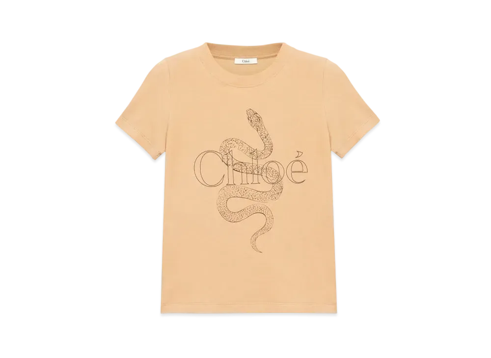 Chloe Baby Fit Logo T-Shirt In Cotton Jersey "Milky Brown"