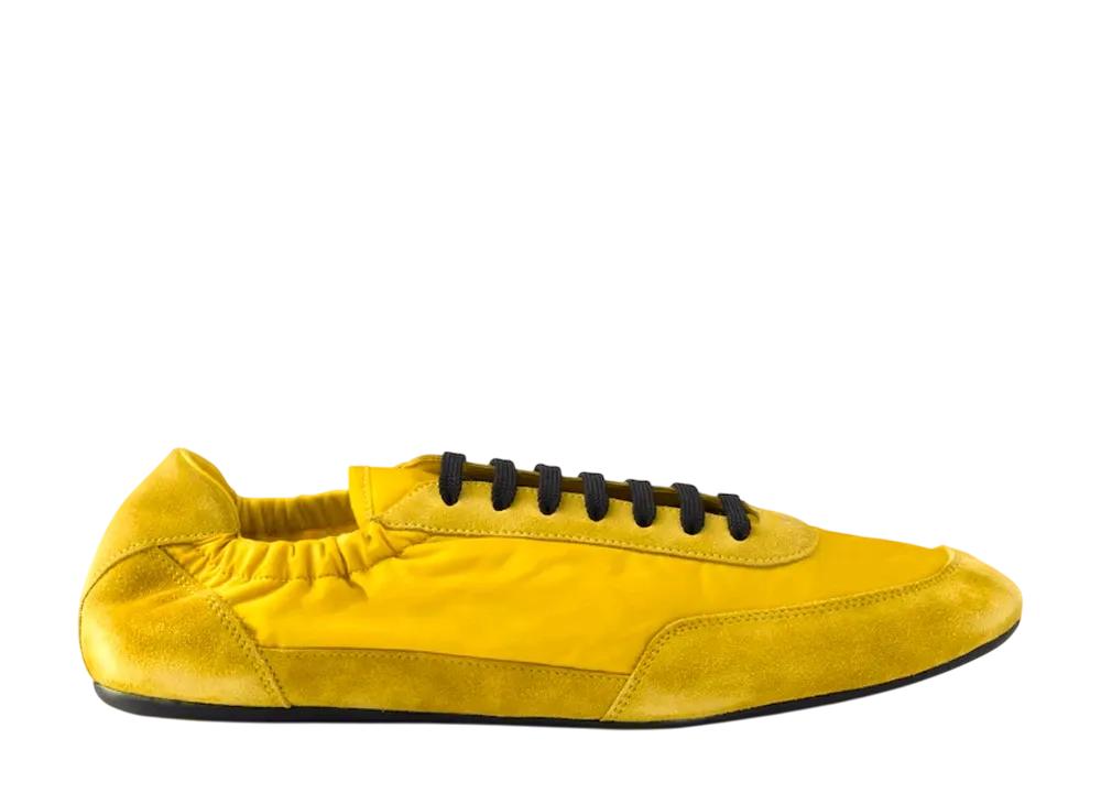 PRADA Collapse Re-Nylon and Suede Elasticized Sneakers "Yellow"