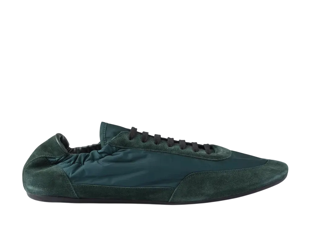 PRADA Collapse Re-Nylon and Suede Elasticized Sneakers "Dark Green"
