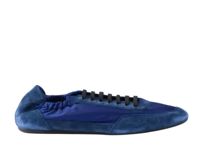 PRADA Collapse Re-Nylon and Suede Elasticized Sneakers "Blue"