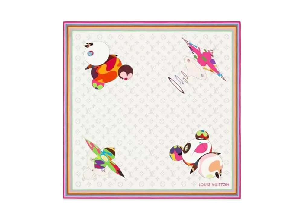 Louis Vuitton x Takashi Murakami Superflat Silk Square 70 "Blanc"