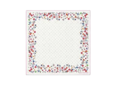 Louis Vuitton x Takashi Murakami Superflat Flowers Silk Square 90 Monogram "Blanc"