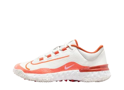Nike Women's Alpha Huarache Elite 4 Turf "Summit White/Light Wild Mango/Vintage Coral/Hyper Crimson"
