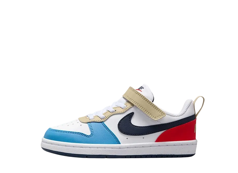 Nike PS Court Borough Low Recraft "White/Light Crimson/Blue Beyond/Thunder Blue"