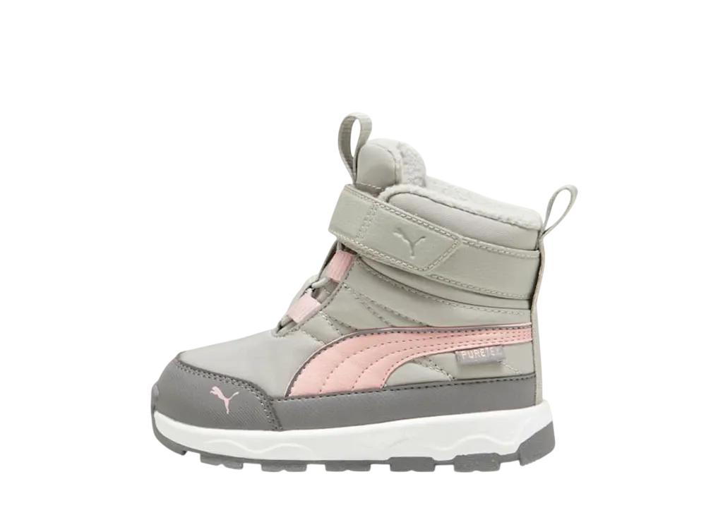 プーマ TD エボルブ ピュアテックス "スモーキーグレー/フューチャーピンク/プーマホワイト" (キッズ)