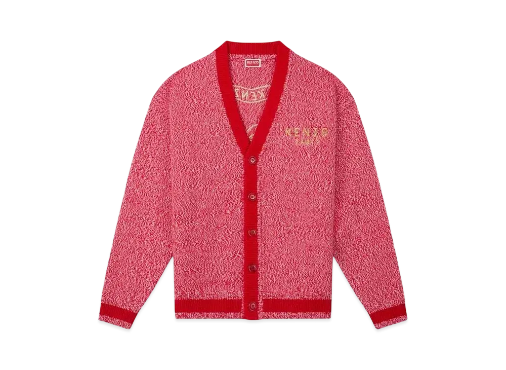 KENZO 'Lunar New Year' Embroidery Cardigan in Wool & Cotton Unisex "Cherry"