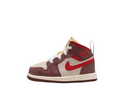 ナイキ TD ジョーダン1 ミッド SE "ココナッツミルク/ダークポニー/ペールバニラ/バーシティレッド" (キッズ)