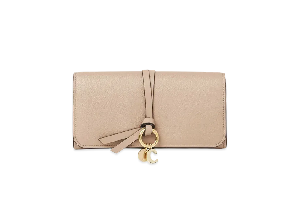 Chloe Alphabet wallet with flap in grained leather "Floral Grey"