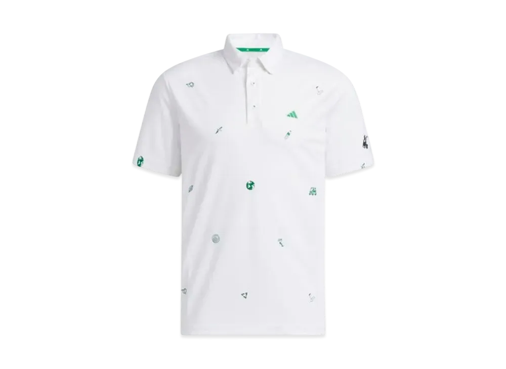 adidas Play Green Monogram Embroidery Short Sleeve Button Down Shirt "White"