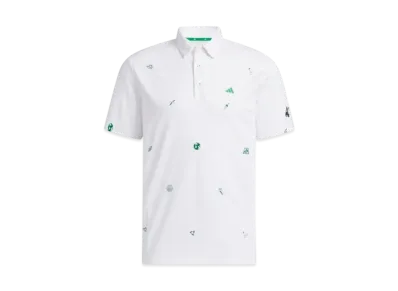 adidas Play Green Monogram Embroidery Short Sleeve Button Down Shirt "White"
