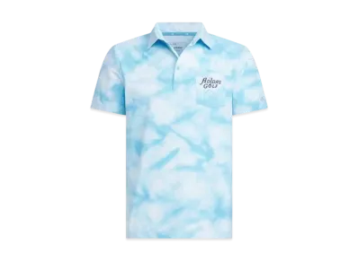 adidas Play Green Tie-Dye Print Stretch-Dry Polo "White/Semi Blue Burst"