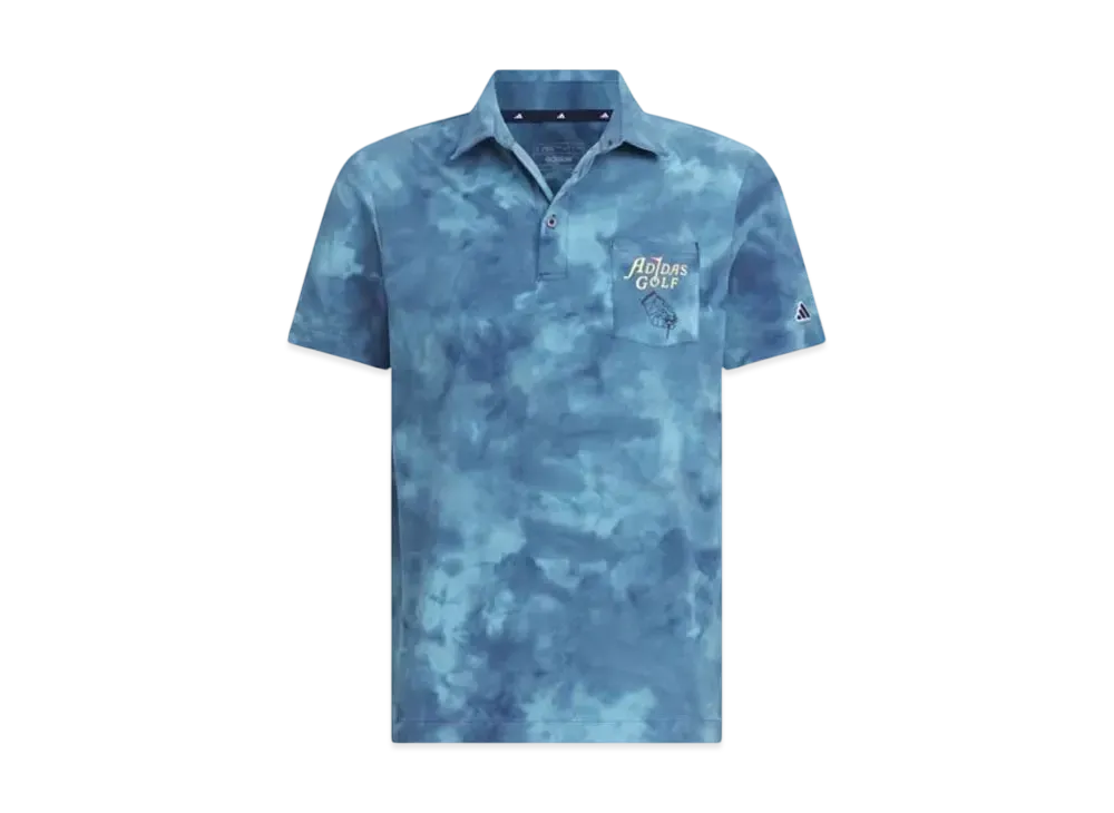adidas Play Green Tie-Dye Print Stretch-Dry Polo "Semi Blue Burst/Collegiate Navy"