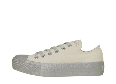 Converse Women's All Star PLTS Glitterbottom OX "White/Silver"