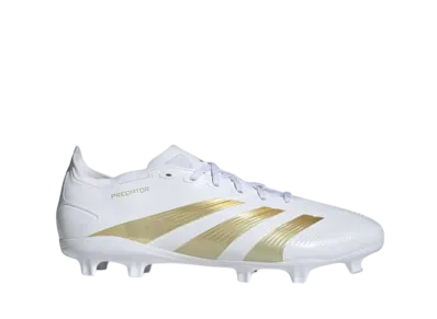 adidas Predator League FG Cleats "Cloud White/Gold Metallic/Sandy Beige Met"