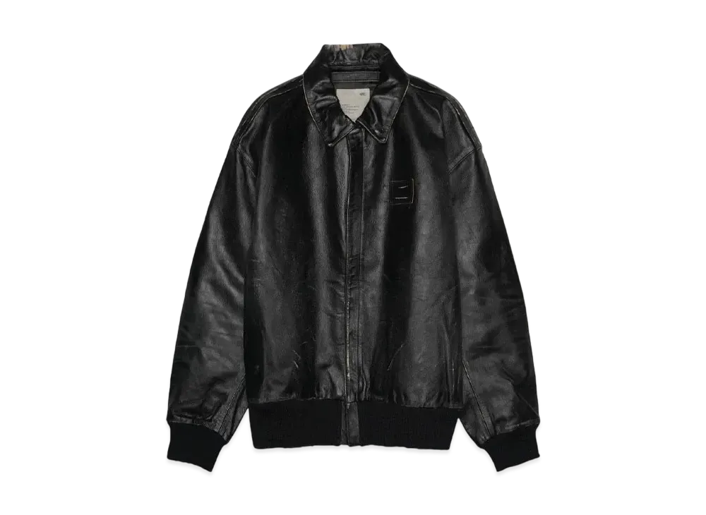 MADNESS REGENERATED LEATHER A2 AVIATOR JACKET (COWHIDE) "BLACK"