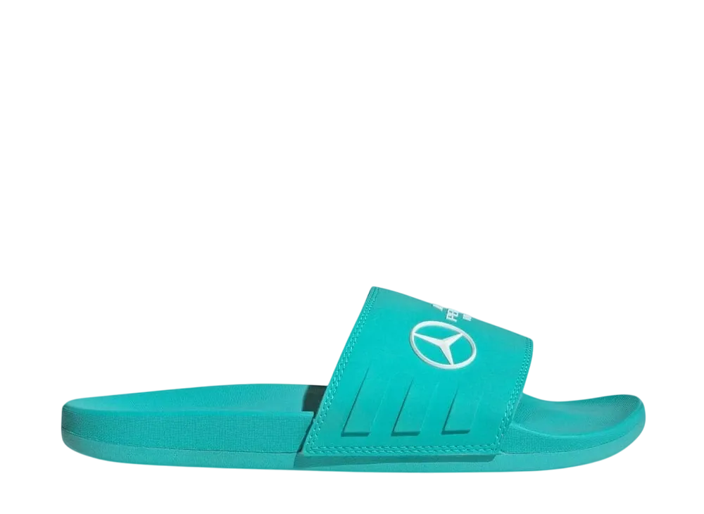 Mercedes AMG PETRONAS F1 Team × adidas Adilette Comfort "Semi Mint Rush/Cloud White"