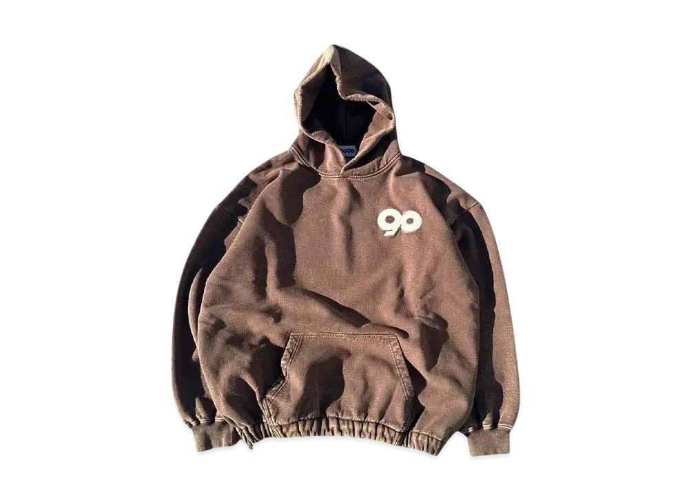 9090 90 Logo Vintage Ballon Hoodie "WASH BROWN"