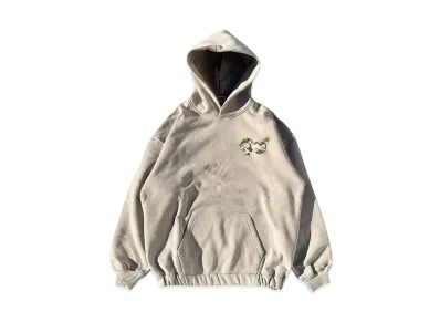 9090 90 Logo Vintage Ballon Hoodie "BEIGE"