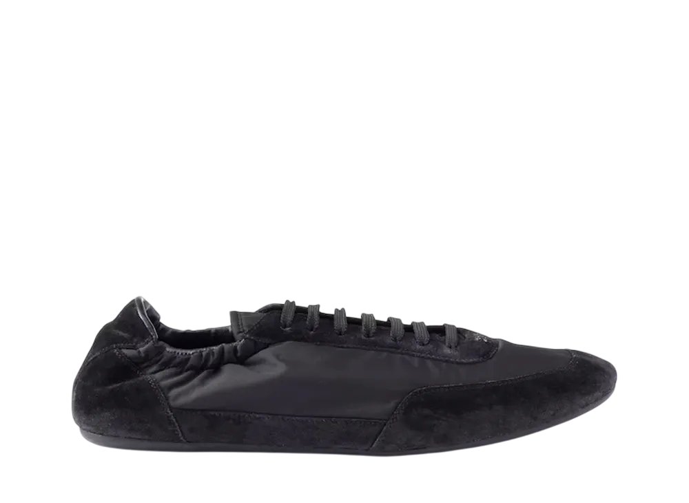 PRADA Women's Collapse Re-Nylon and Suede Sneakers "Black"