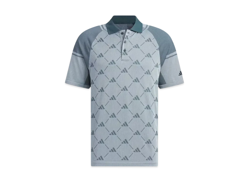 adidas Primeknit Side Seamless Monogram Short Sleeve Polo Shirt "Grey"