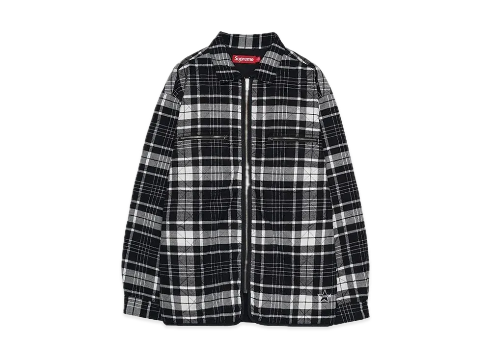 Supreme Quilted Flannel Zip Up Shirt "Black"