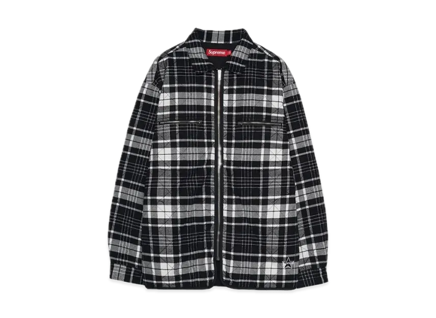 Supreme Quilted Flannel Zip Up Shirt Supreme Quilted Flannel Zip Up Shirt