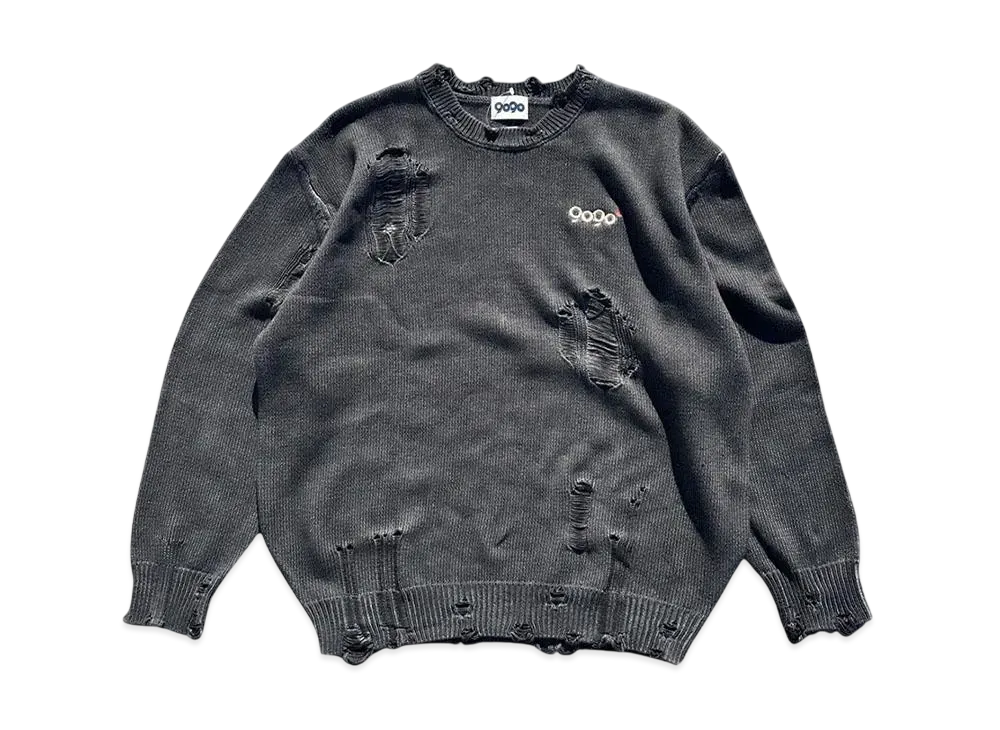 9090 9090 OG Logo Boro Crewneck Knit "BLACK"