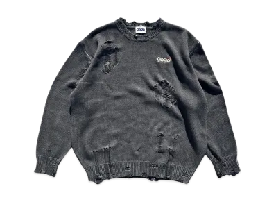 9090 9090 OG Logo Boro Crewneck Knit "BLACK"