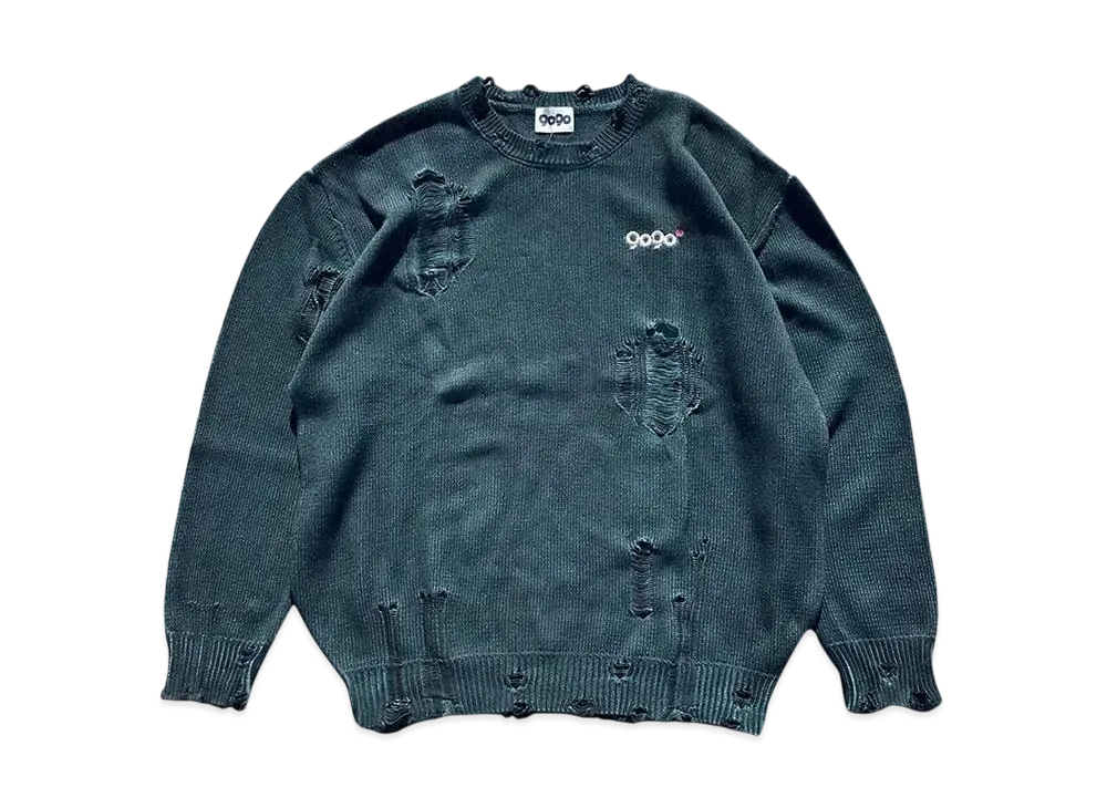 9090 9090 OG Logo Boro Crewneck Knit "NAVY"