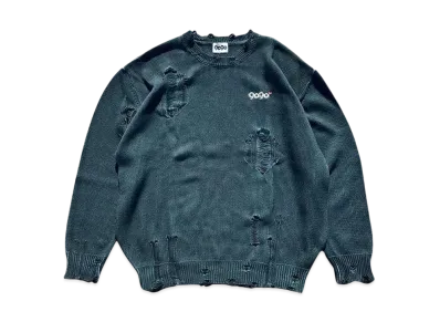 9090 9090 OG Logo Boro Crewneck Knit "NAVY"