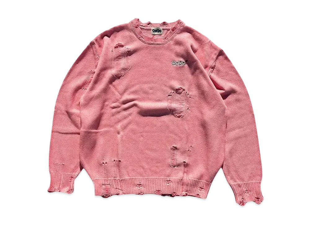 9090 9090 OG Logo Boro Crewneck Knit "PINK"