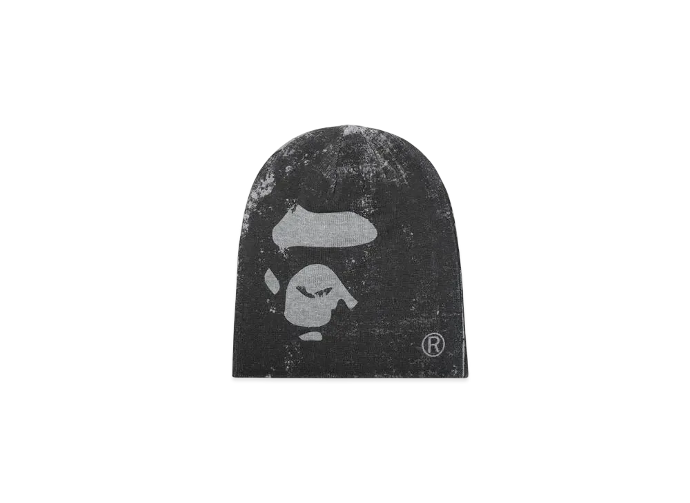 A BATHING APE Ape Head Knit Cap Gray
