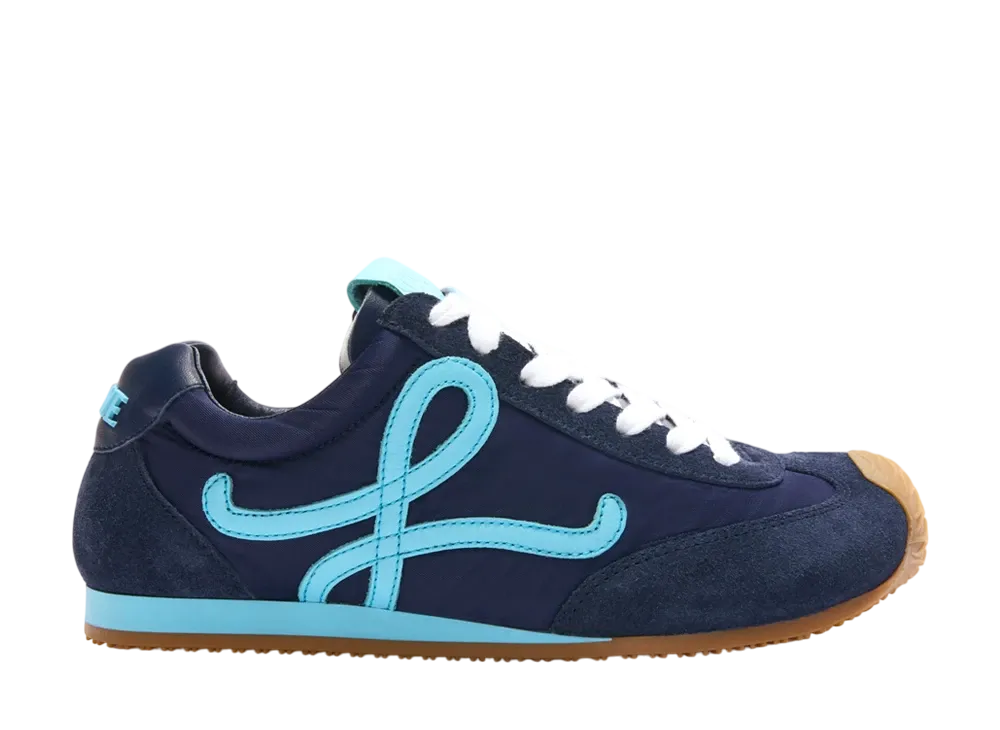 LOEWE Men's Ballet Runner 2.0 in Nylon and Calfskin "Navy Blue/Turquoise"