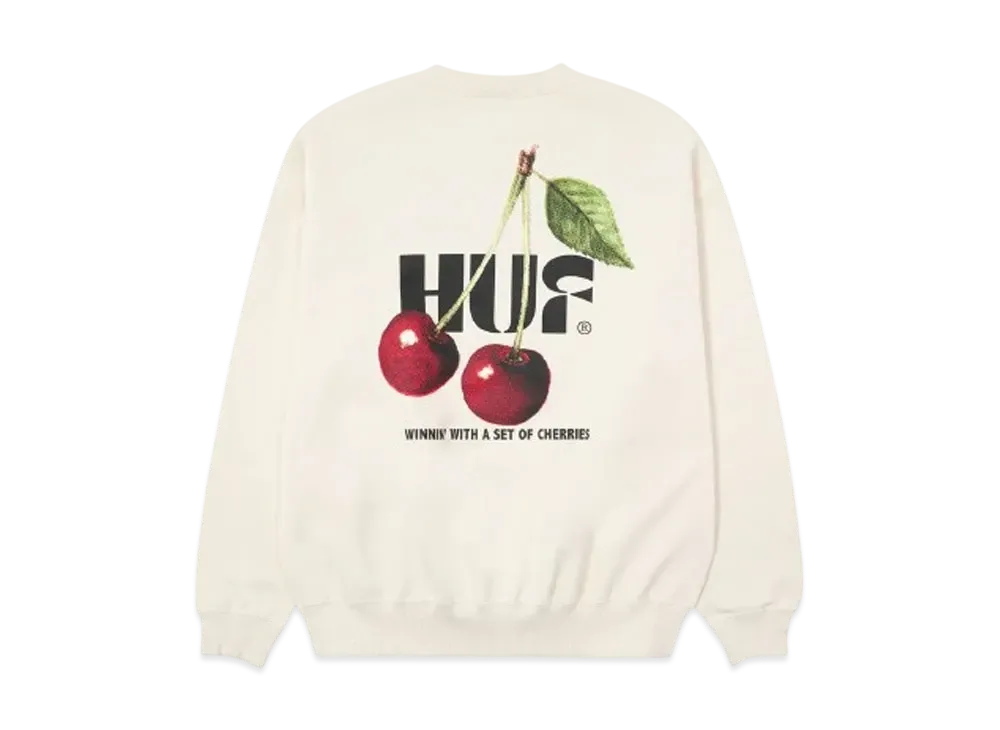 HUF Casino Collection Set Of Cherries Fleece Crew "Natural"