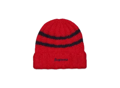 Supreme Brushed Stripe Beanie "Red"