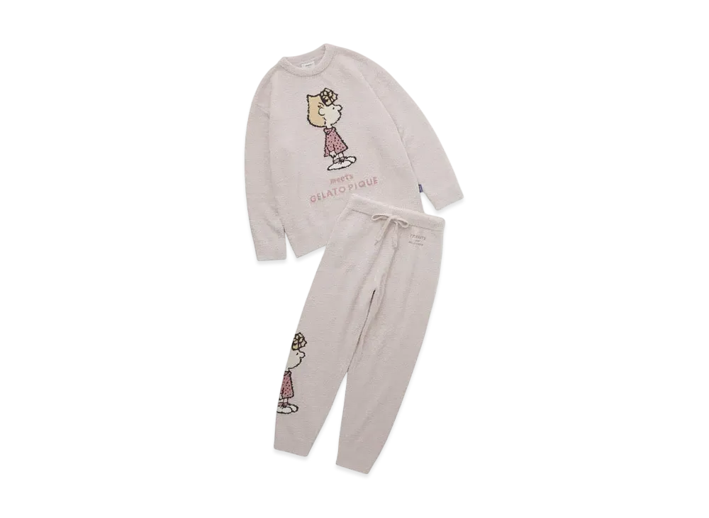 GELATO PIQUE x PEANUTS Baby Moko Jacquard Pullover & Long Pants Set "Pink"